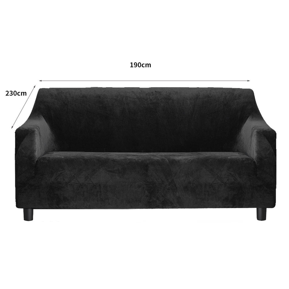 Marlow Sofa Covers 3 Seater High Stretch Slipcover Protector Couch Cover Black