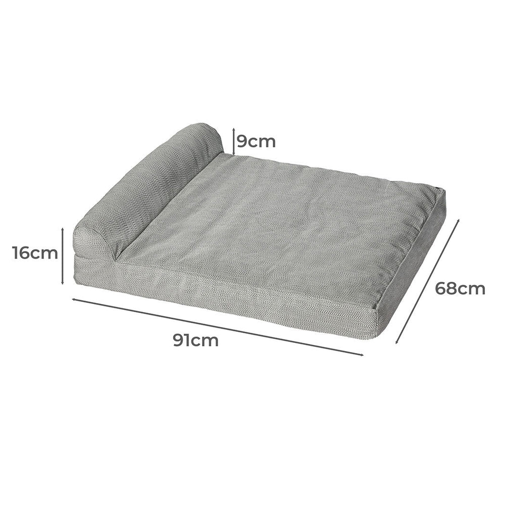 Pawz Pet Bed Chew Proof Memory Foam Orthopedic Waterproof Inner Washable Grey L