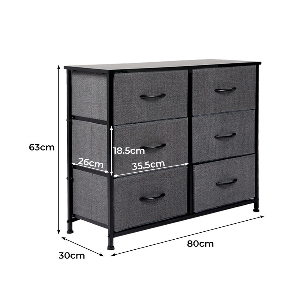 Levede Storage Cabinet Tower Chest of 6 Drawers Dresser Tallboy Lowboy Organizer