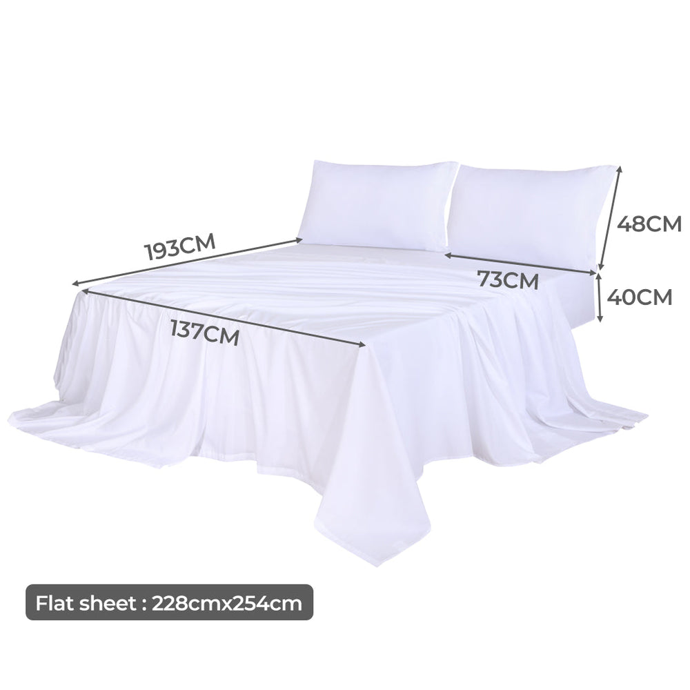 Dreamz Bamboo Sheet Set Fitted Pillowcase Double Size White 4PCS Set