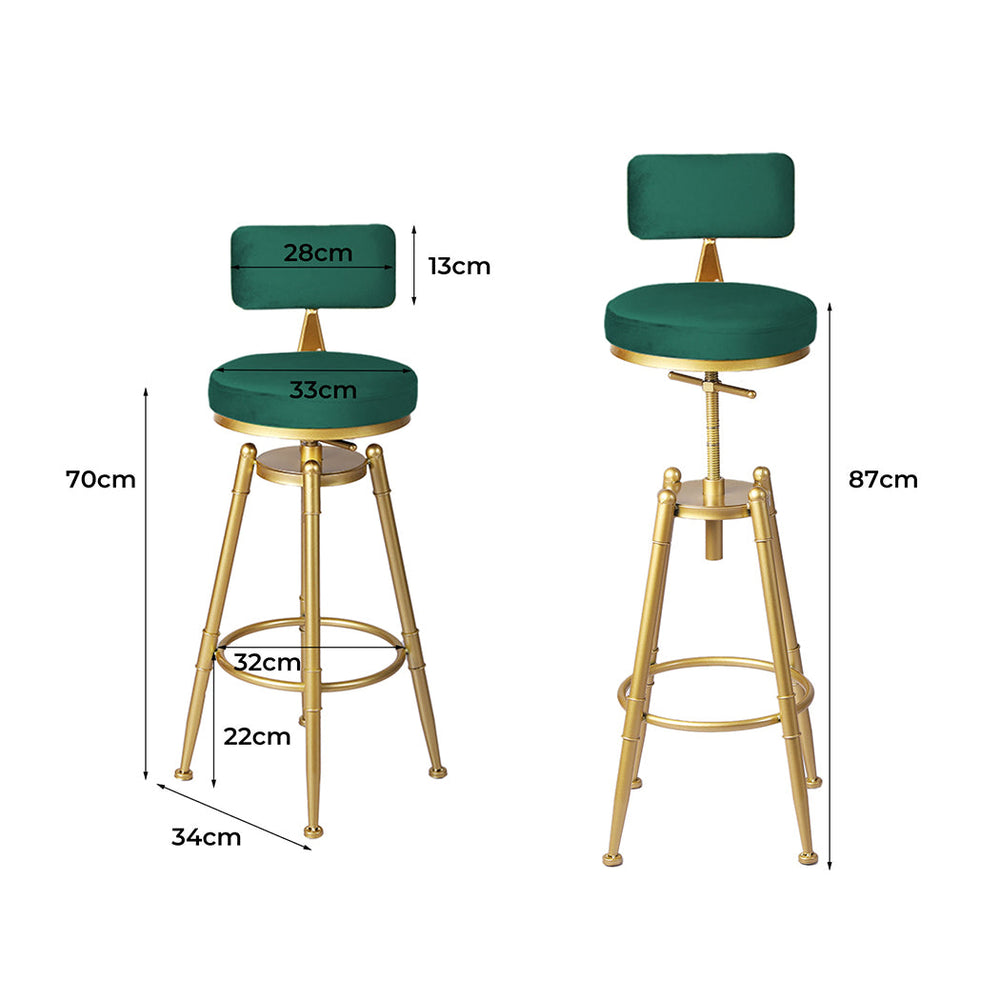 Levede 1x Bar Stools Velvet Kitchen Stool Chair Swivel Barstools Padded Seat