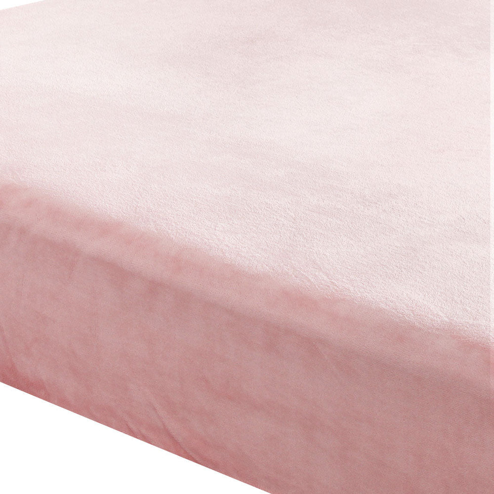 Dreamz Fitted Bed Sheet Set Pillowcase Flannel King Single Size Winter Warm Pink