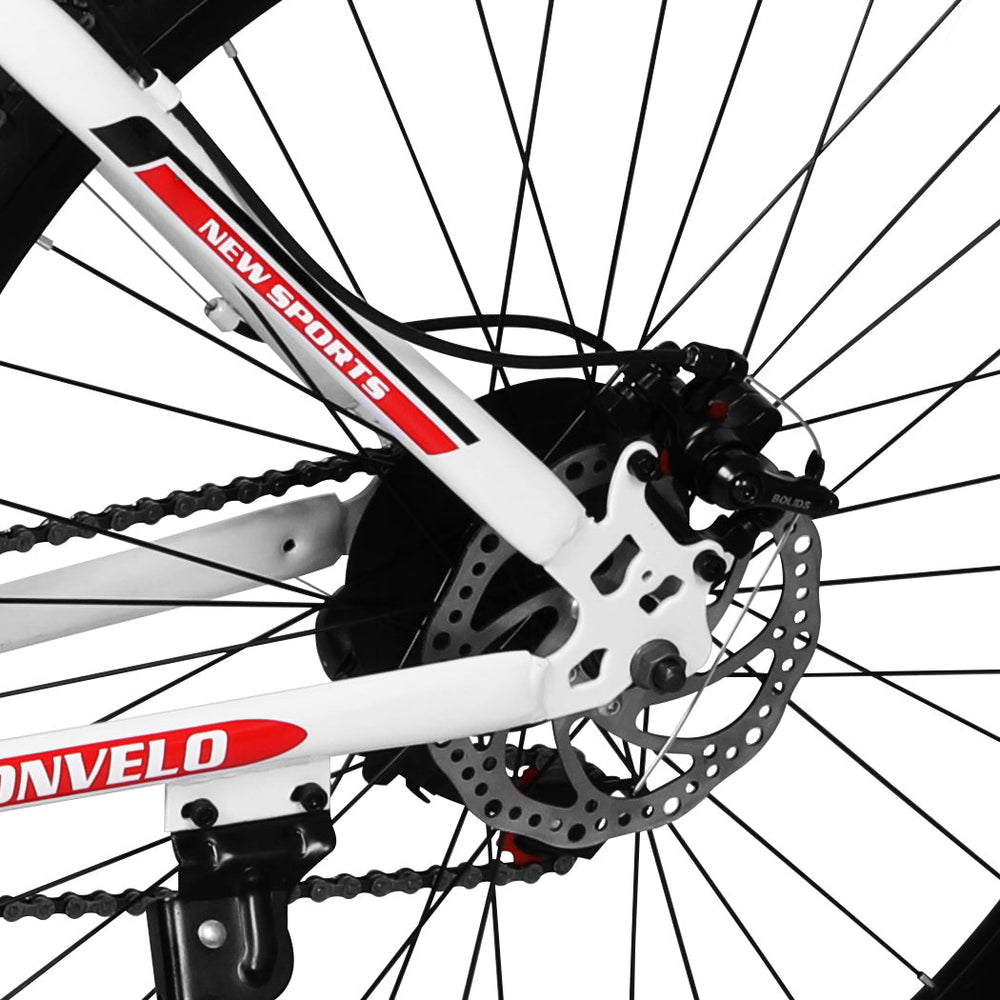 Monvelo 29&#39;&#39; Mountain Bicycle White Racing Bike 21 Speed Dual Disc Brake Steel