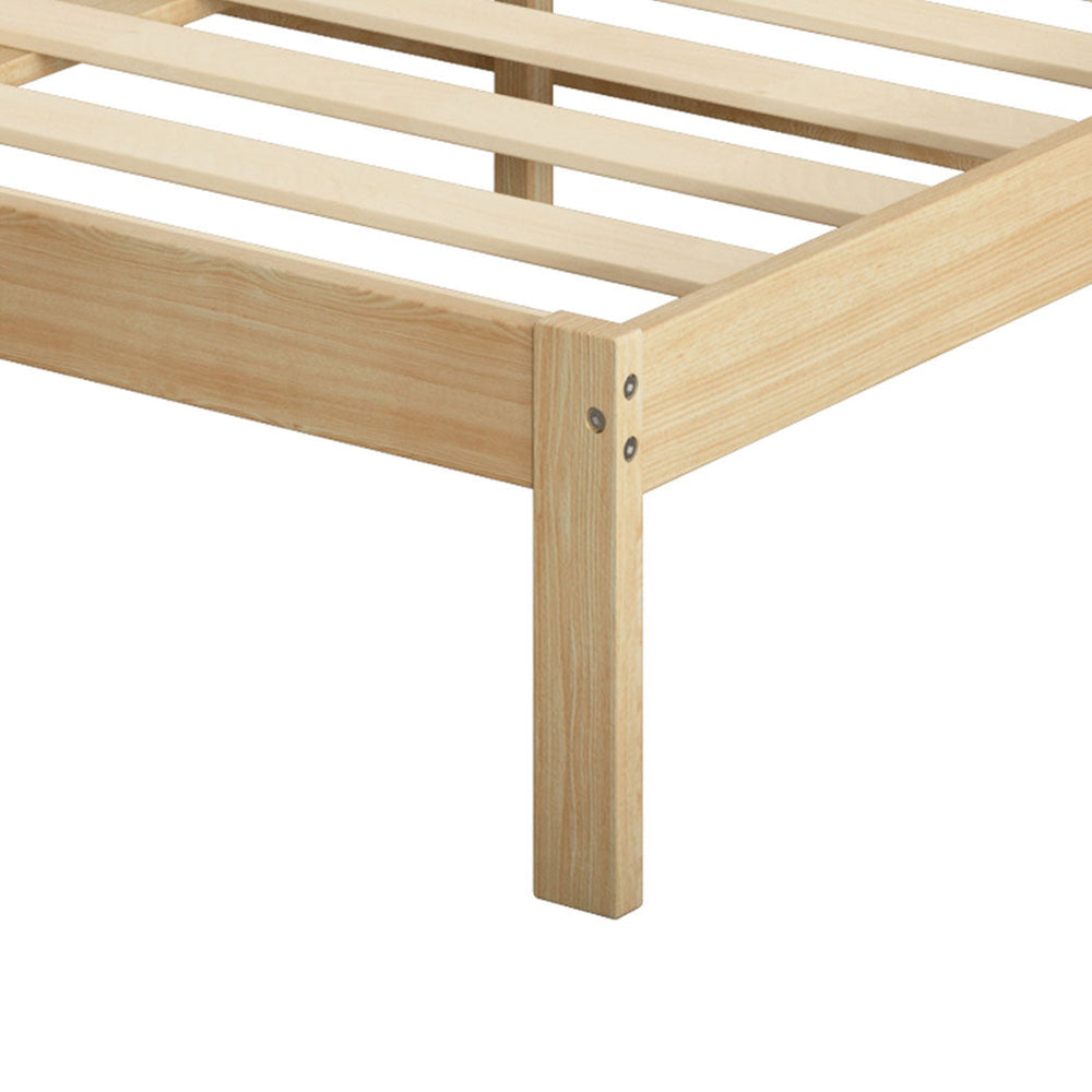 Levede Wooden Bed Frame Queen Size Mattress Base Solid Timber Pine Wood Natural