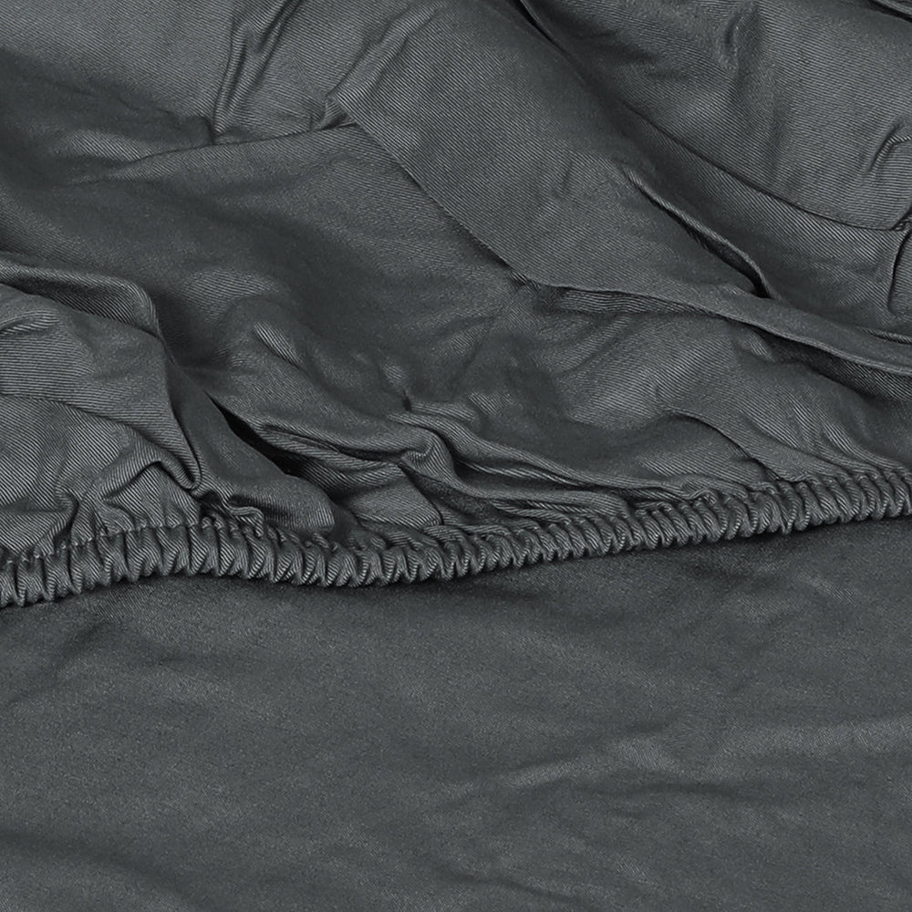 Dreamz Fitted Sheet Set Pillowcase Bamboo Single Charcoal Summer 3PCS