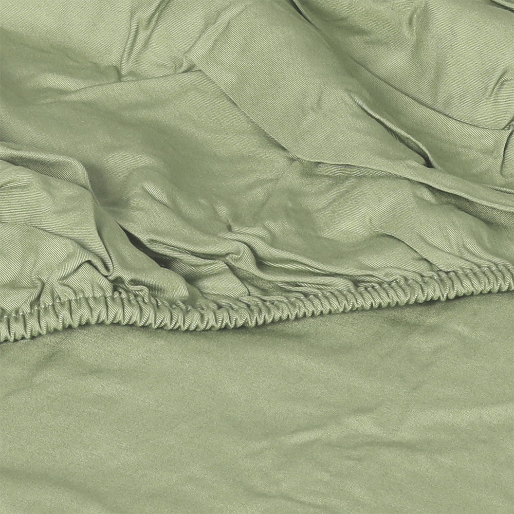 Dreamz Fitted Sheet Set Pillowcase Bamboo King Single Sage Green 3PCS