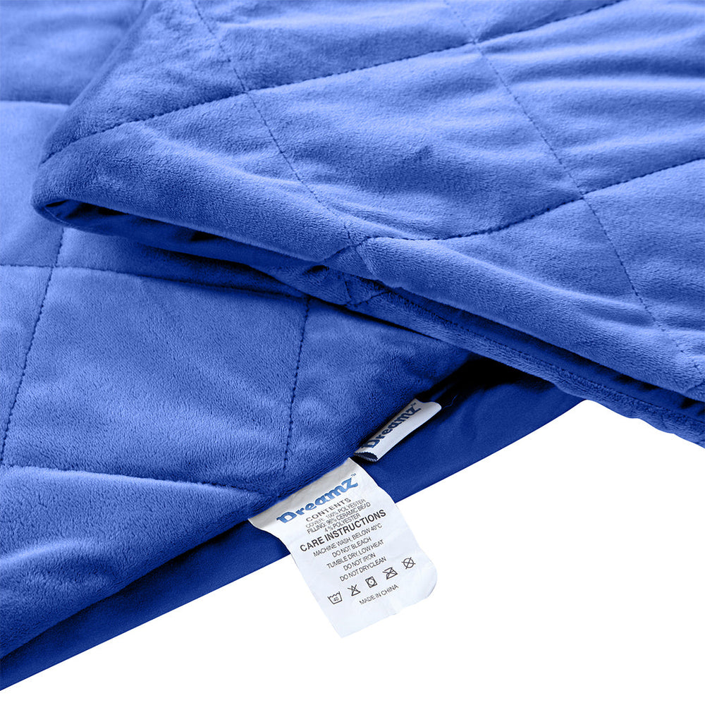 Dreamz Weighted Blanket Adults Anti Anxiety Deep Relax Gravity 7KG Royal Blue