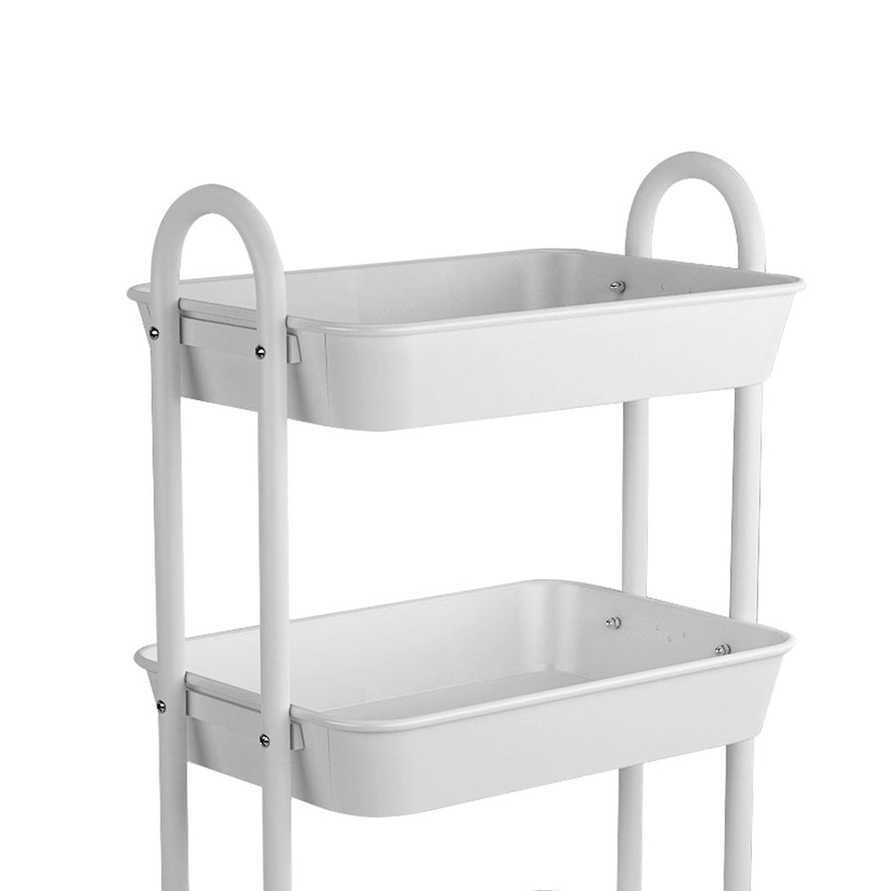 Levede 3 Tiers Kitchen Storage Trolley Cart Steel Rack Shelf Organiser White