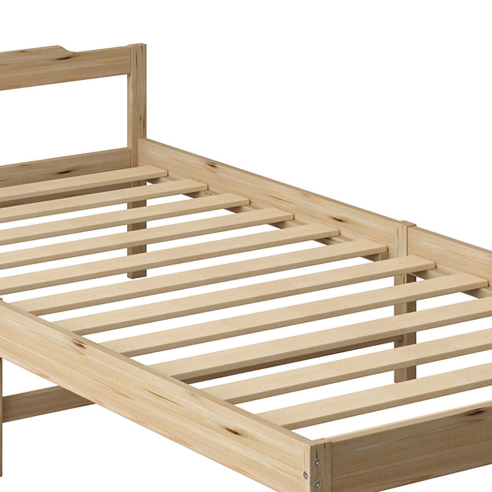 Levede Wooden Bed Frame King Single Mattress Base Solid Timber Pine Wood Natural