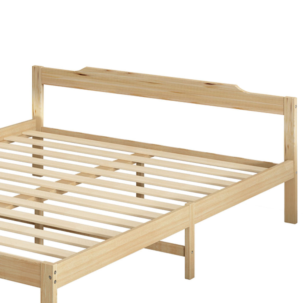 Levede Wooden Bed Frame Queen Size Mattress Base Solid Timber Pine Wood Natural