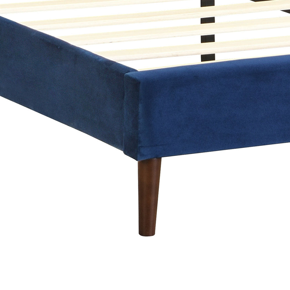 Levede Velvet Bed Frame Double Size Mattress Base Platform Wooden Headboard Blue