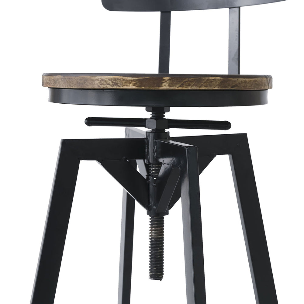 Levede 1x Bar Stool Industrial Adjustable Swivel Stools Back Wood Counter Chairs