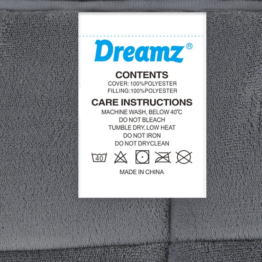 Dreamz Quilt Doona Comforter Blanket Velvet Winter Warm King Bedding Grey 500GSM