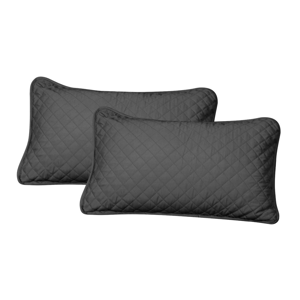 Dreamz Bedspread Coverlet Set Quilted Blanket Soft Pillowcases King Dark Grey