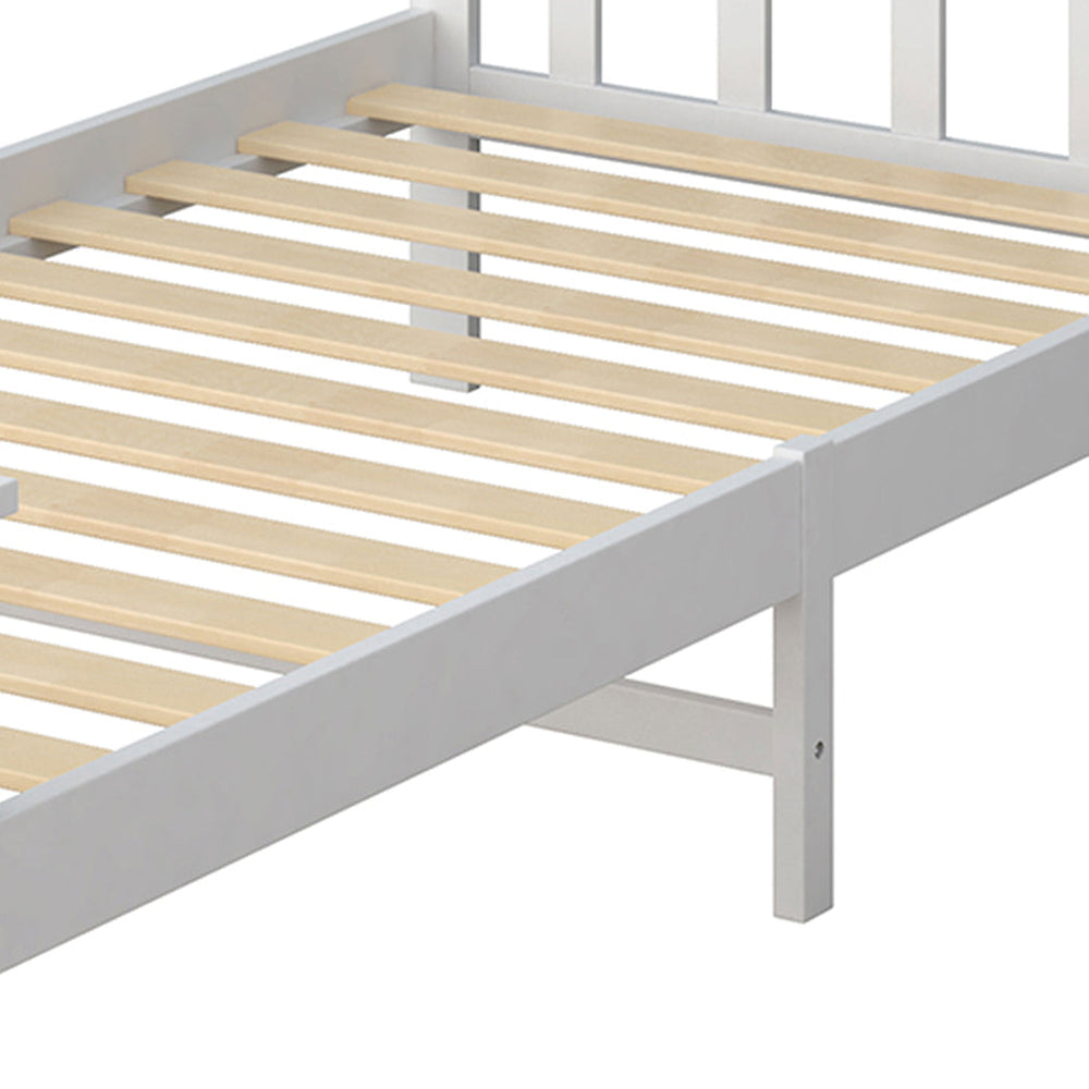 Levede Wooden Bed Frame King Single Size Mattress Base Solid  Pine Wood White