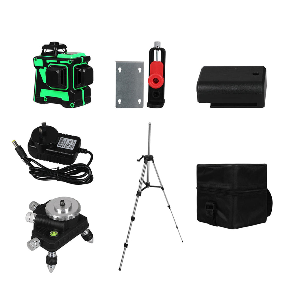 Traderight Laser Level Green Light Self Leveling 3D 12 Line Measure 1.5M Tripod