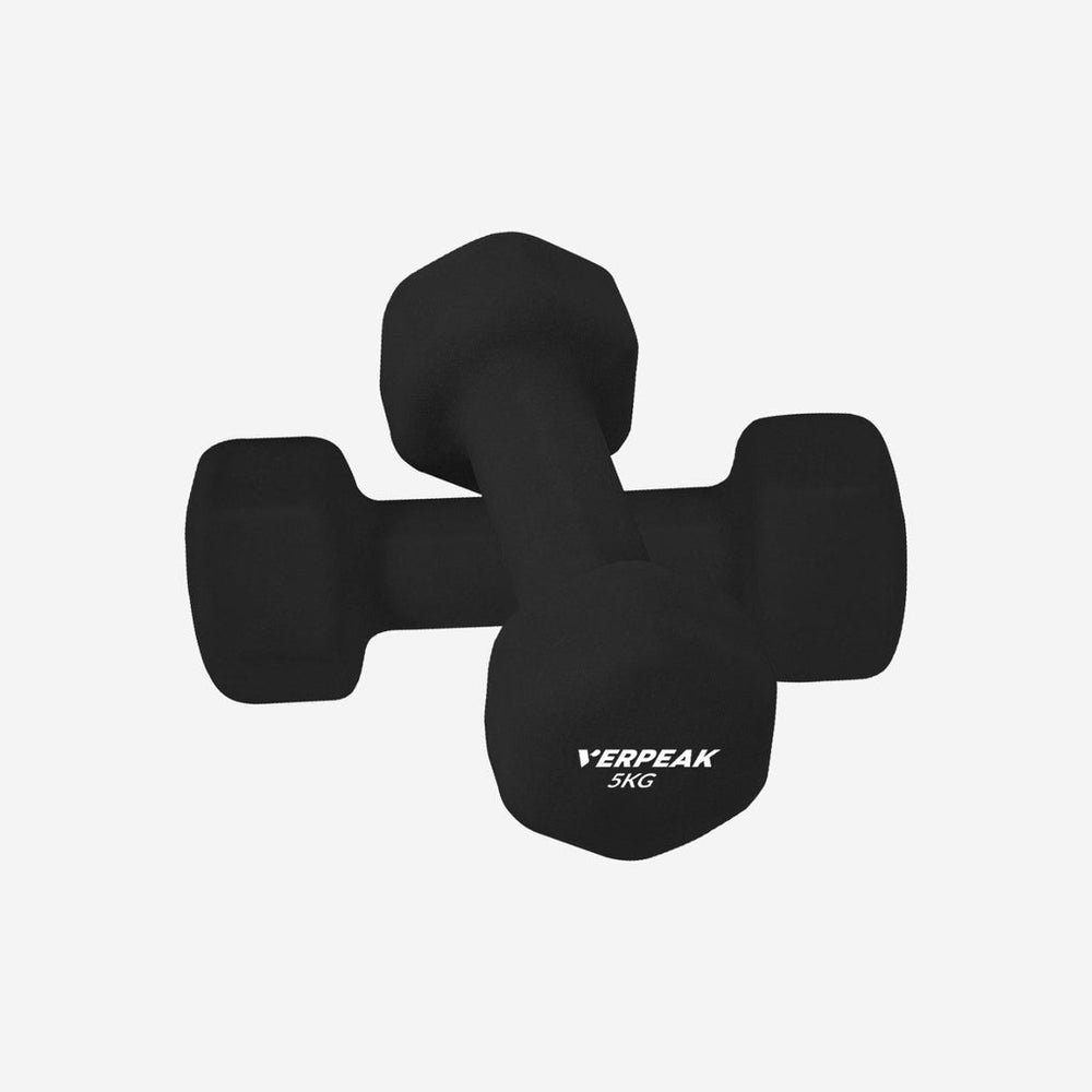 VERPEAK Neoprene Dumbbell Set With Logo Anti-Slip with Cast Iron Core, for Home Gym Weightlifting 5kg x 2 Black