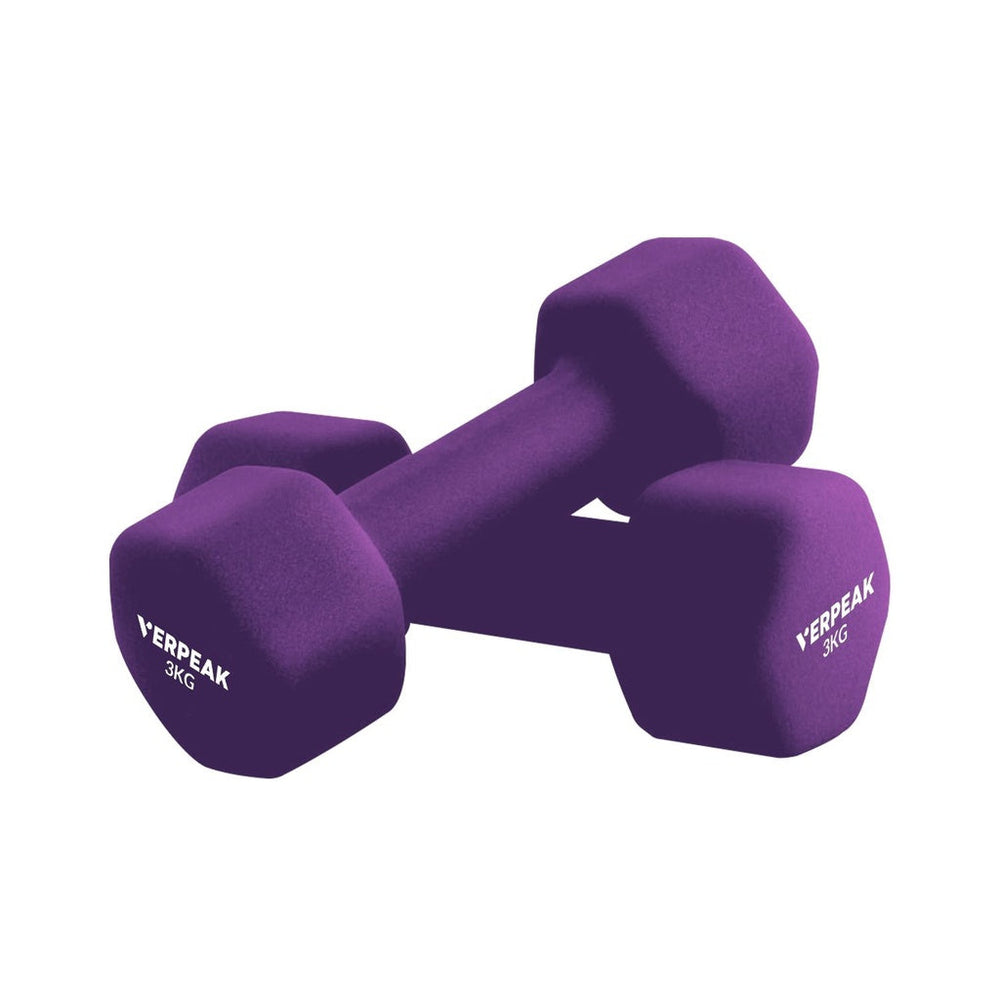 VERPEAK Neoprene Dumbbell Set for Home Gym Training Weightlifting 3kg x 2 Purple