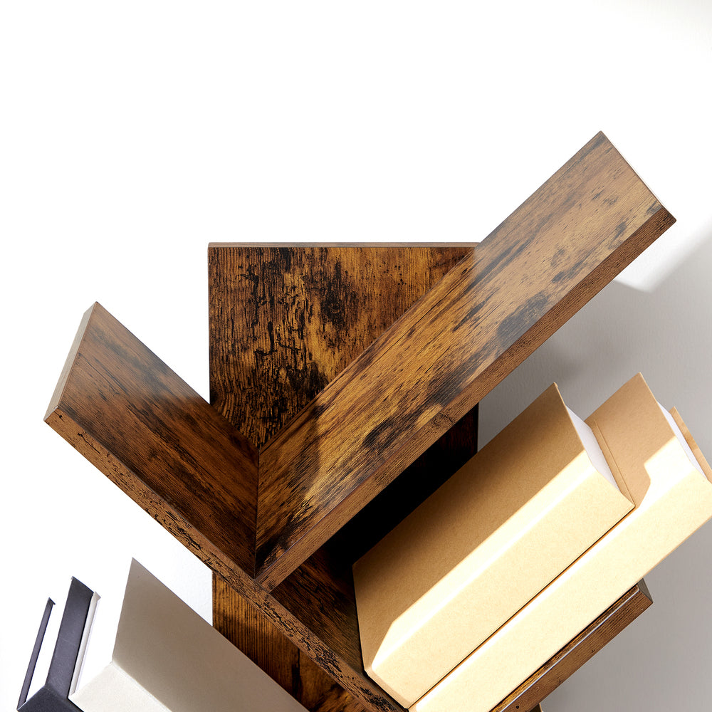 VASAGLE 8 Tier Bookcase Display Shelves Book Organizer Tree Bookshelf - Rustic Brown