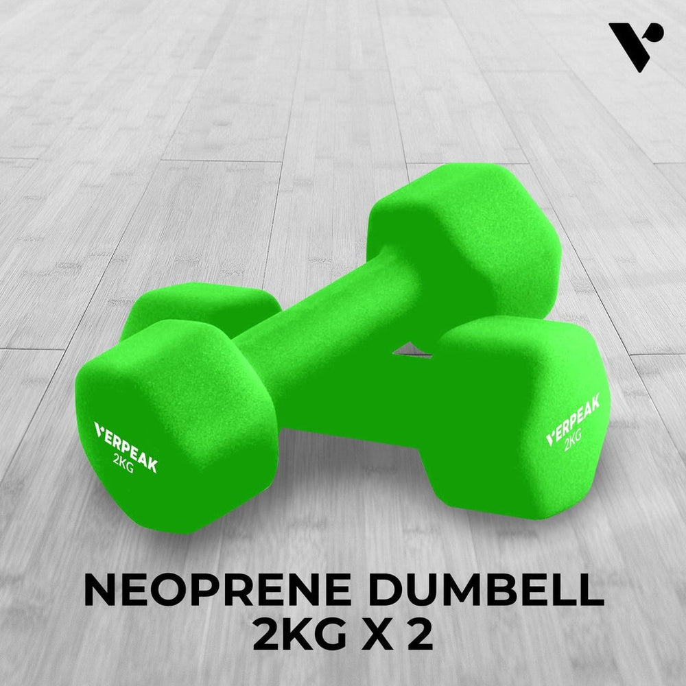 Verpeak Neoprene Dumbbell Home Gym Fitness Weight Training Exercise 2kg x2 Green
