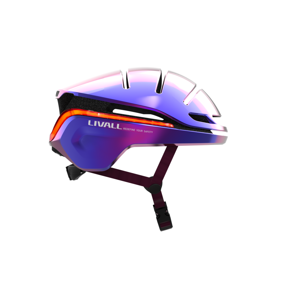 Livall Dual Smart Helmet Bike Cycling Safety LED Light Adjustable (L Size Ultra Violet)