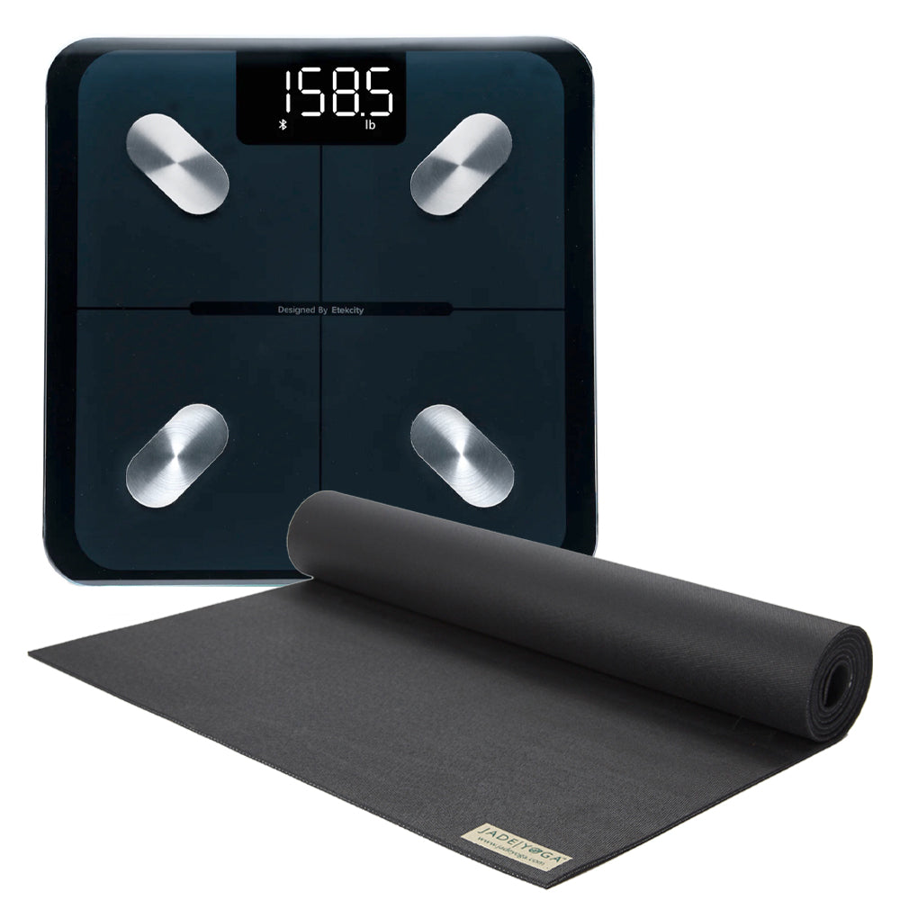 Jade Yoga Voyager Mat - Black &amp; Etekcity Scale for Body Weight and Fat Percentage - Black Bundle