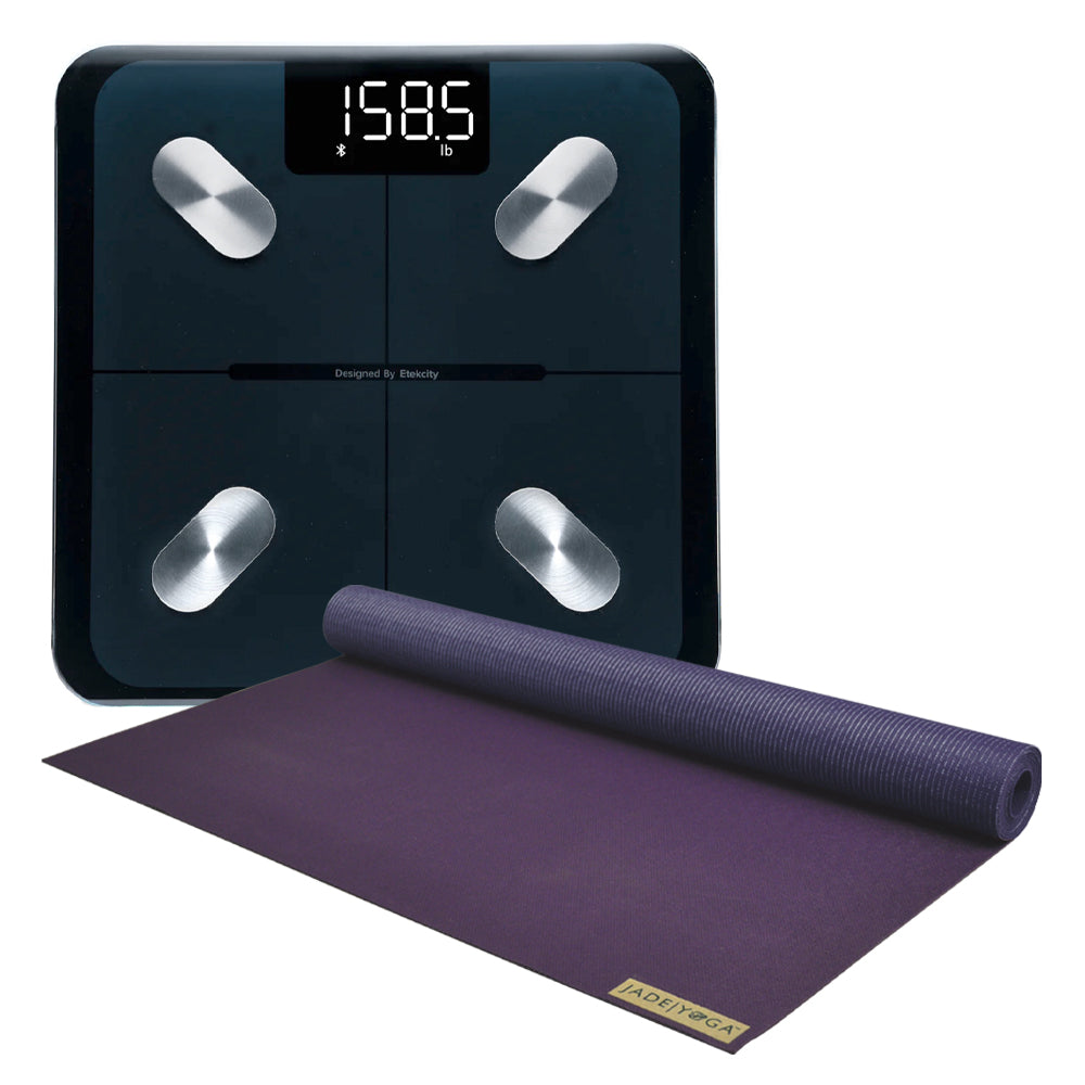 Jade Yoga Voyager Mat - Purple &amp; Etekcity Scale for Body Weight and Fat Percentage - Black Bundle