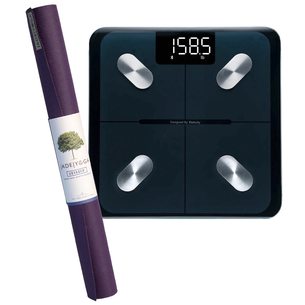 Jade Yoga Voyager Mat - Purple &amp; Etekcity Scale for Body Weight and Fat Percentage - Black Bundle