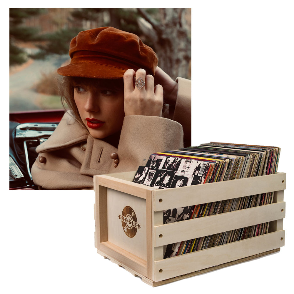 Crosley Record Storage Crate &amp; Taylor Swifts Version Red Vinyl Album Bundle