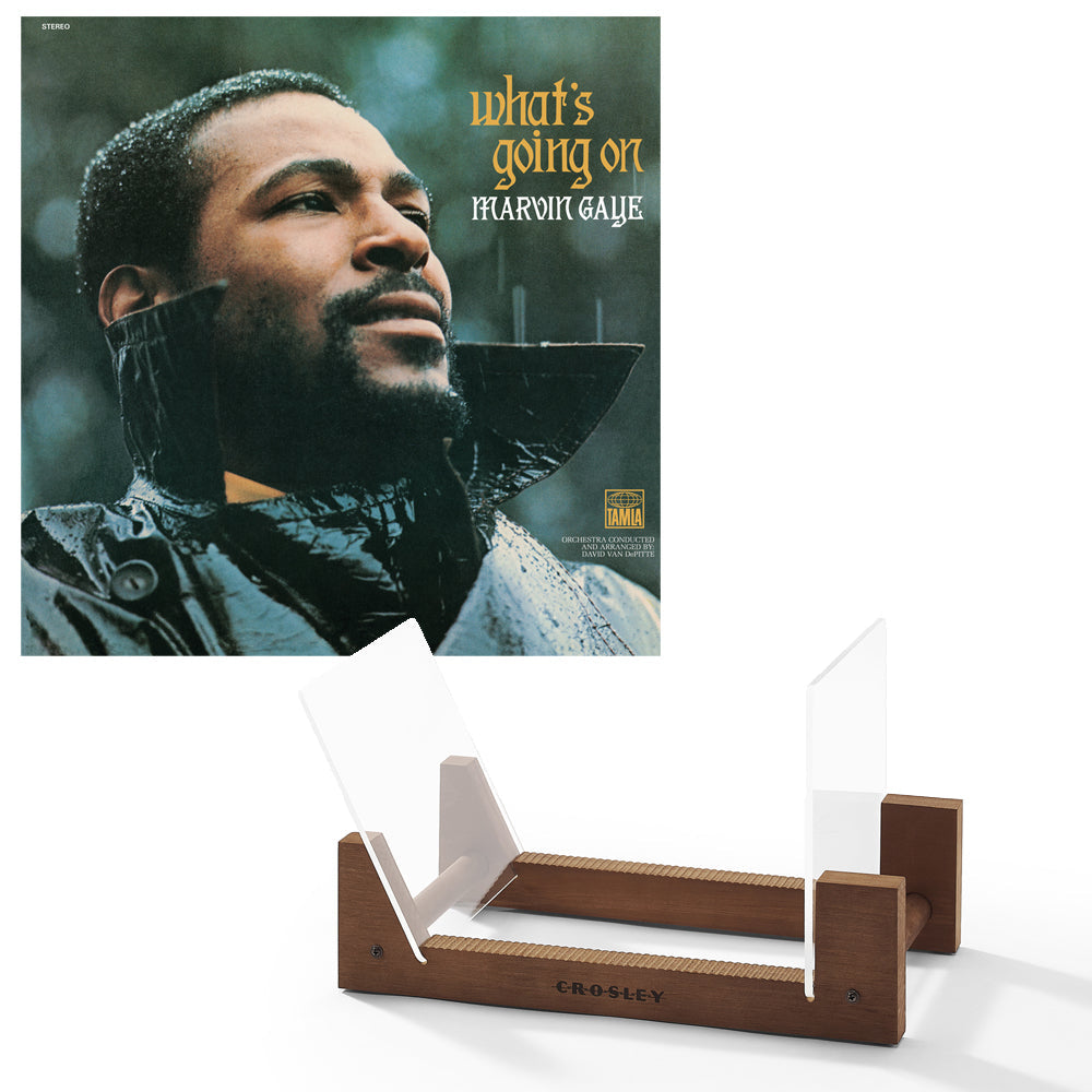 Marvin Gaye What&#39;s Going On - Vinyl Album &amp; Crosley Record Storage Display Stand