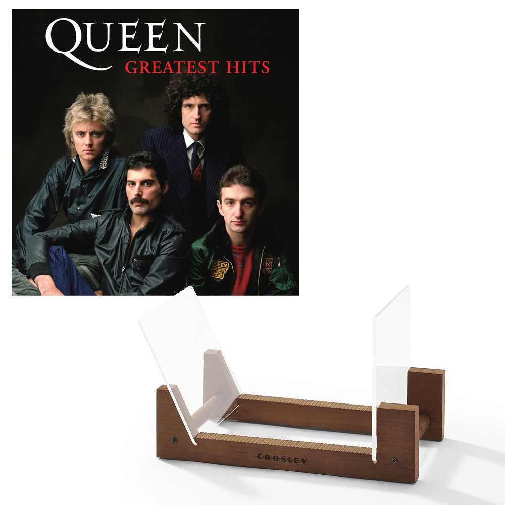 Queen Greatest Hits - Double Vinyl Album &amp; Crosley Record Storage Display Stand