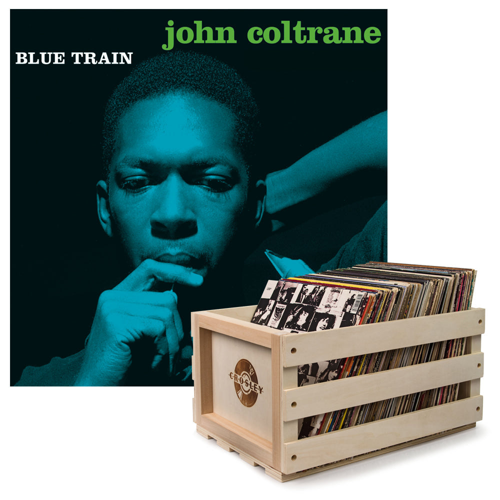 Crosley Record Storage Crate &amp; John Coltrane Blue Train - Vinyl Album Bundle