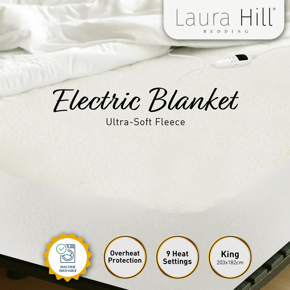 Laura Hill Fleece 9 Heated Level Electric Blanket - King
