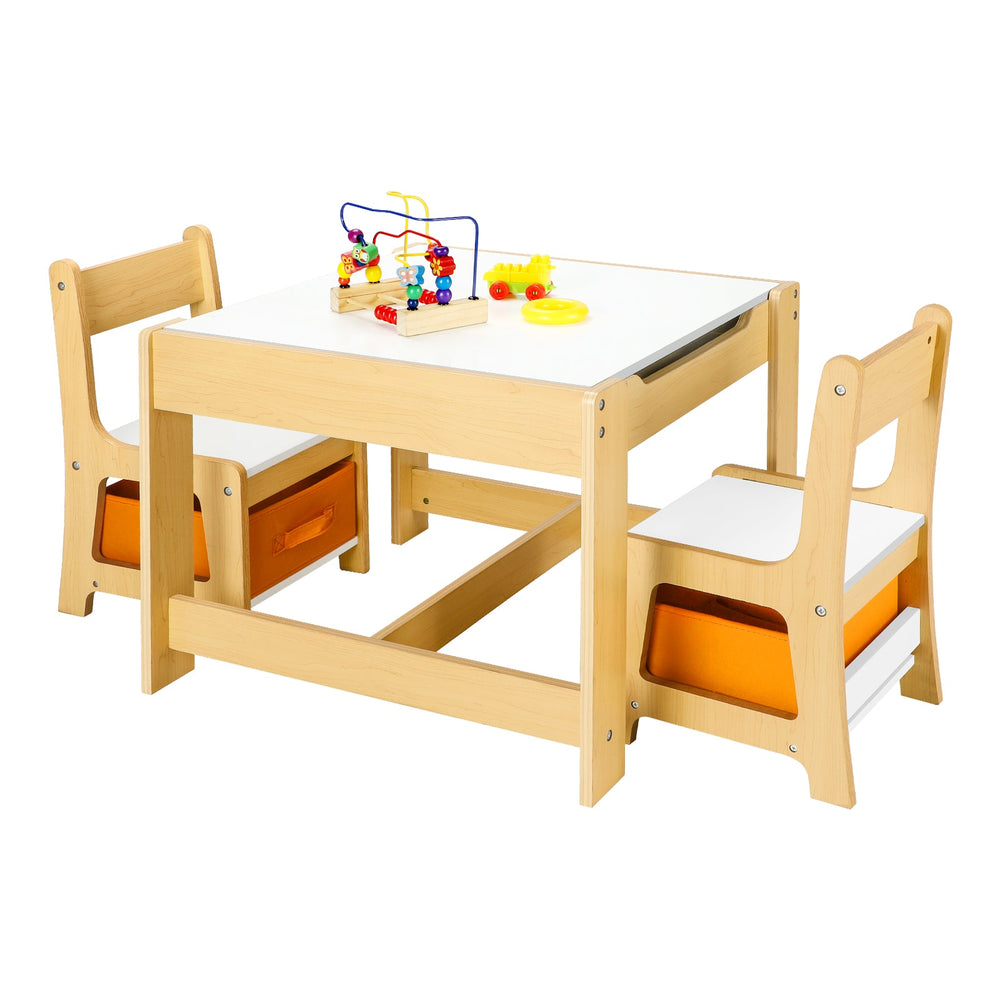 Oikiture Kids Table and Chairs Set Activity Play Study Desk Toys Storage Box