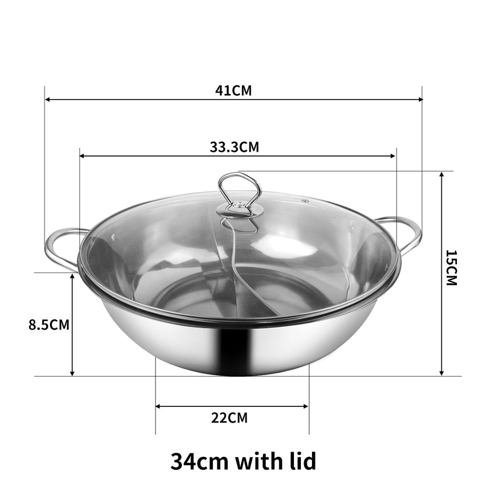 Toque 34cm Stainless Steel Twin Mandarin Duck Hot Pot Induction Cooker With Lid