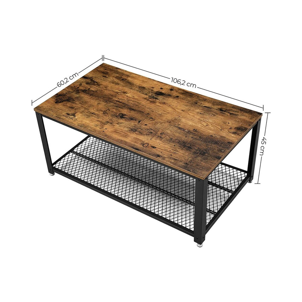 VASAGLE Rustic Brown and Black Coffee Table