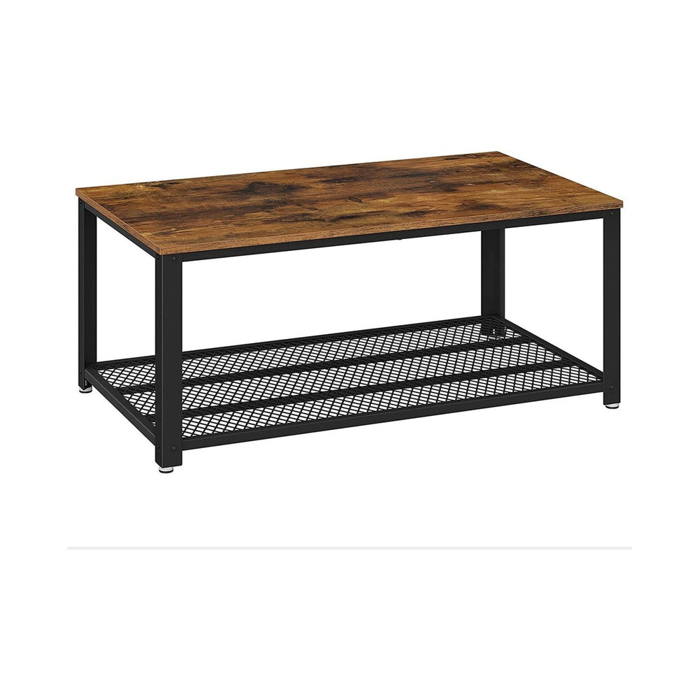 VASAGLE Rustic Brown and Black Coffee Table