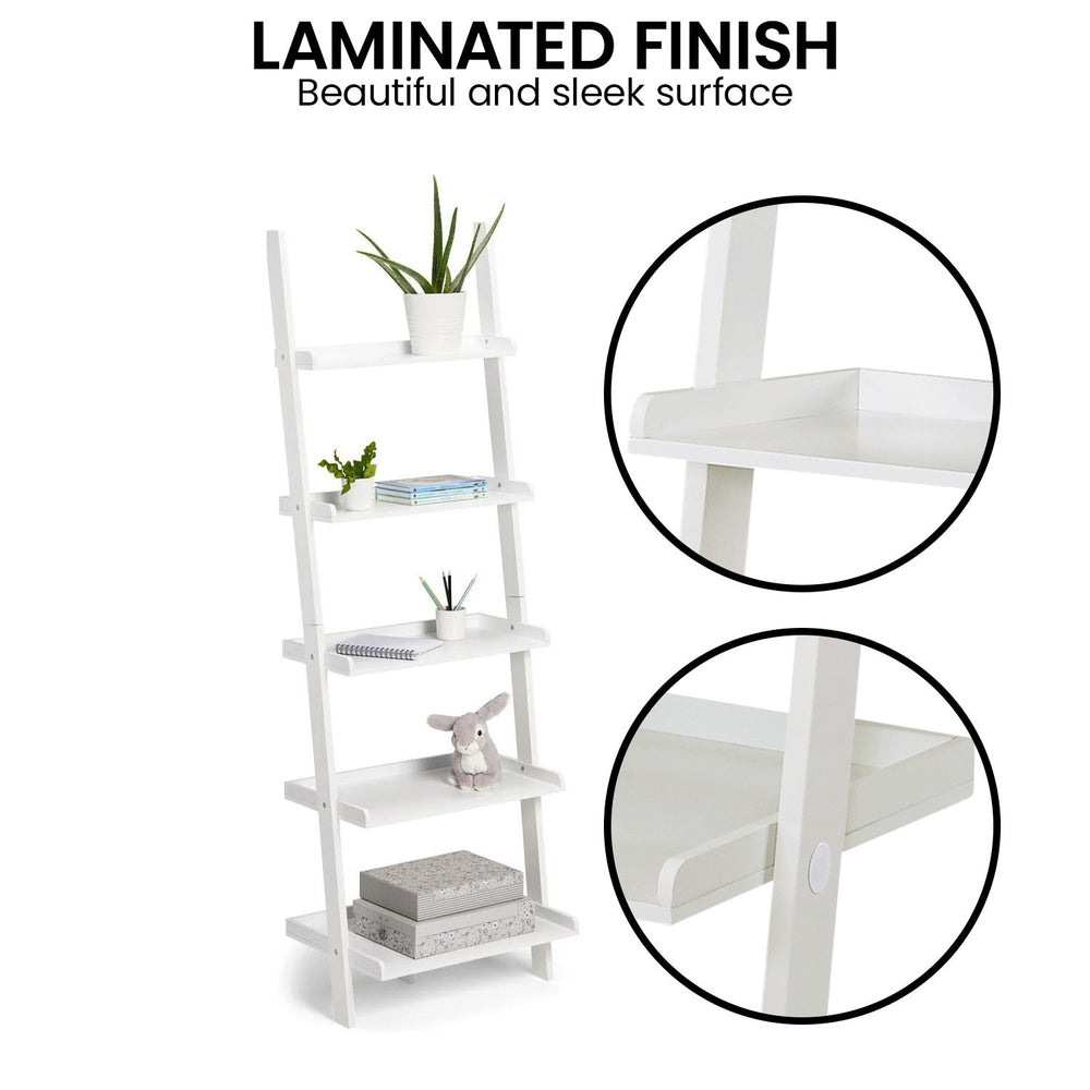 Sarantino Aster 5-Tier Ladder Shelf - White