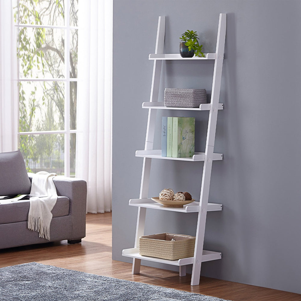 Sarantino Aster 5-Tier Ladder Shelf - White