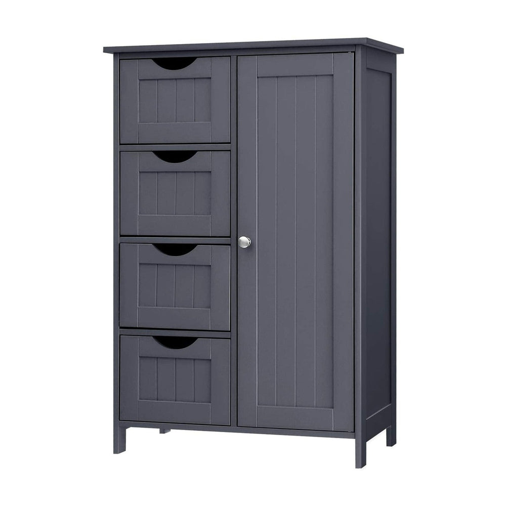 VASAGLE Storage Organizer Cupboard with 4 Drawers for Bathroom Living Bedroom Floor Cabinet - Gray