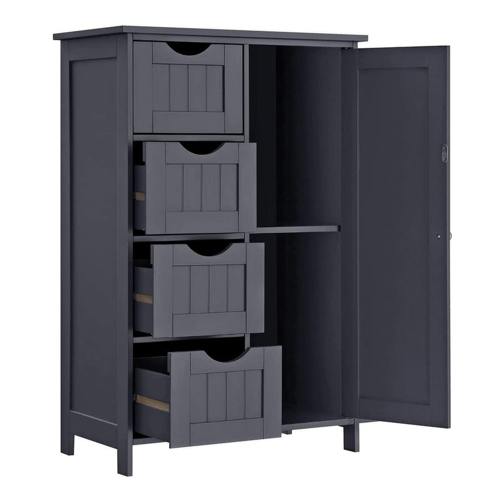 VASAGLE Storage Organizer Cupboard with 4 Drawers for Bathroom Living Bedroom Floor Cabinet - Gray