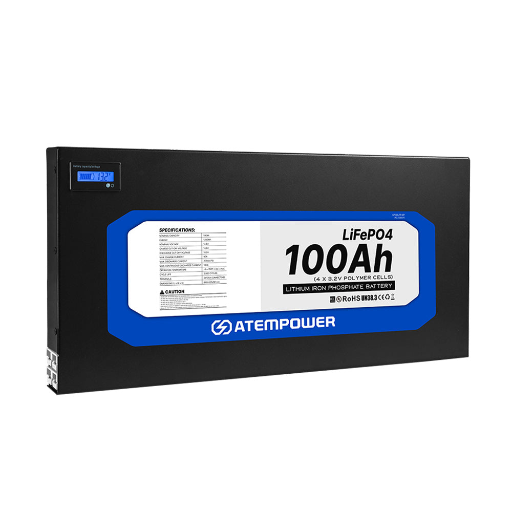 Atem Power 12V 100Ah Slimline Lithium Battery LiFePO4 Deep Cycle Battery