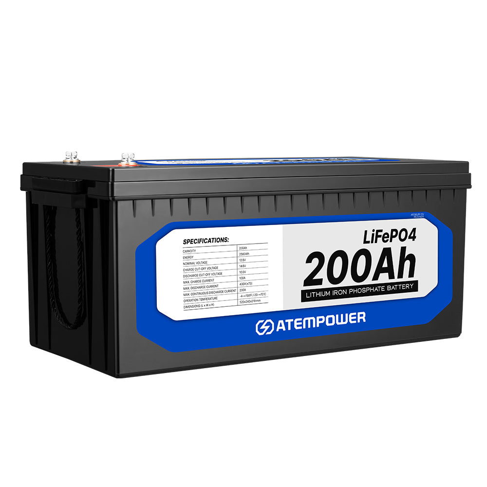Atem Power 12V 200Ah Lithium Battery LiFePO4 Phosphate Deep Cycle Rechargeable Replace AGM