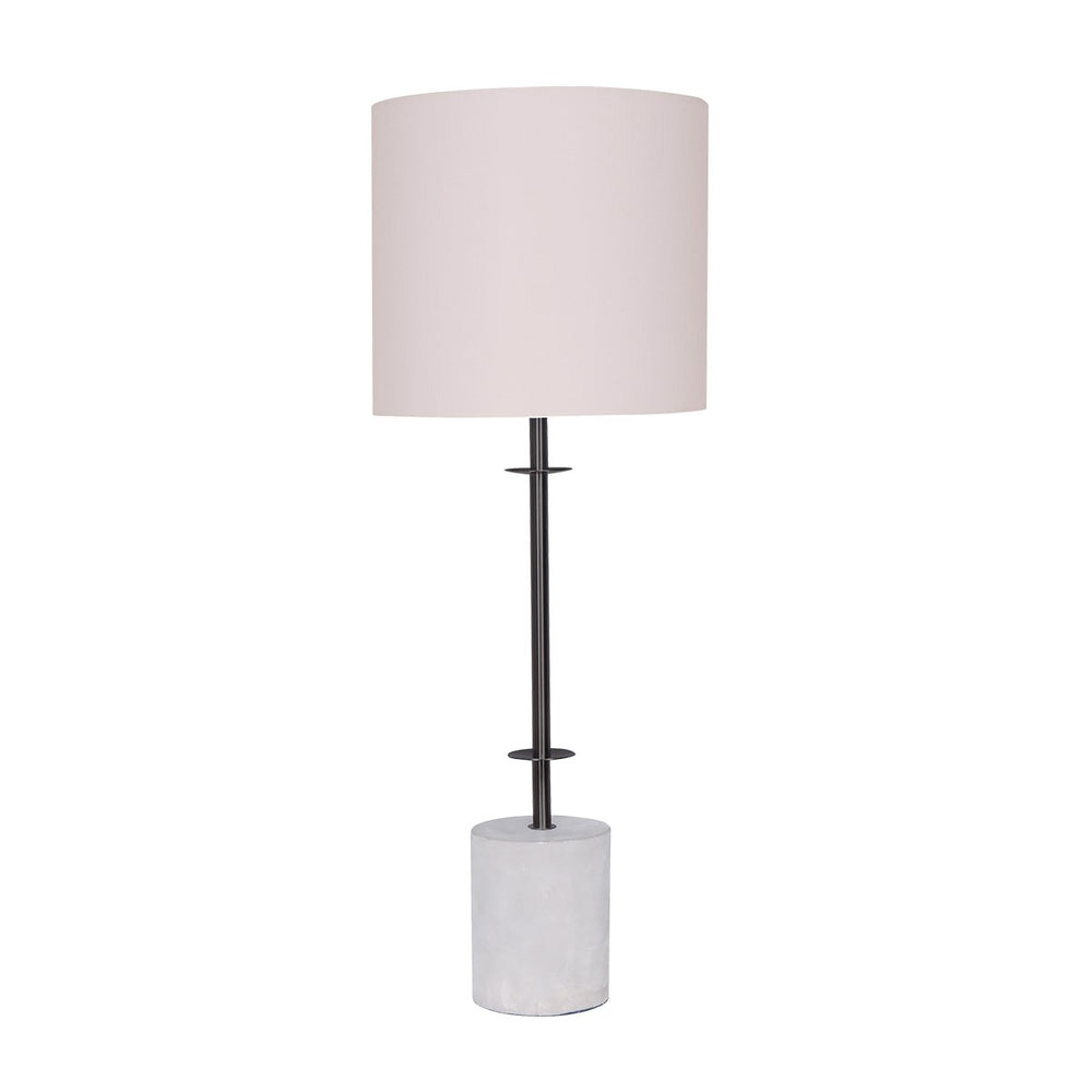 Sarantino Concrete Base Table Lamp with Off-White Linen Shade