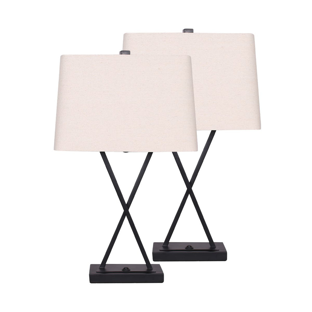 Sarantino Metal Table Lamp With X Bar In Pair