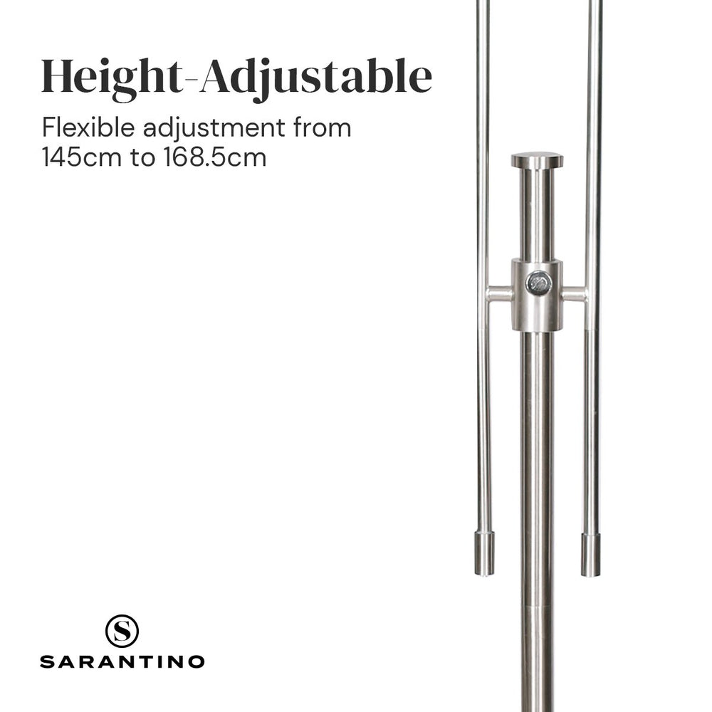 Sarantino Metal Height-Adjustable Floor Lamp Nickel Finish with Drum Shade