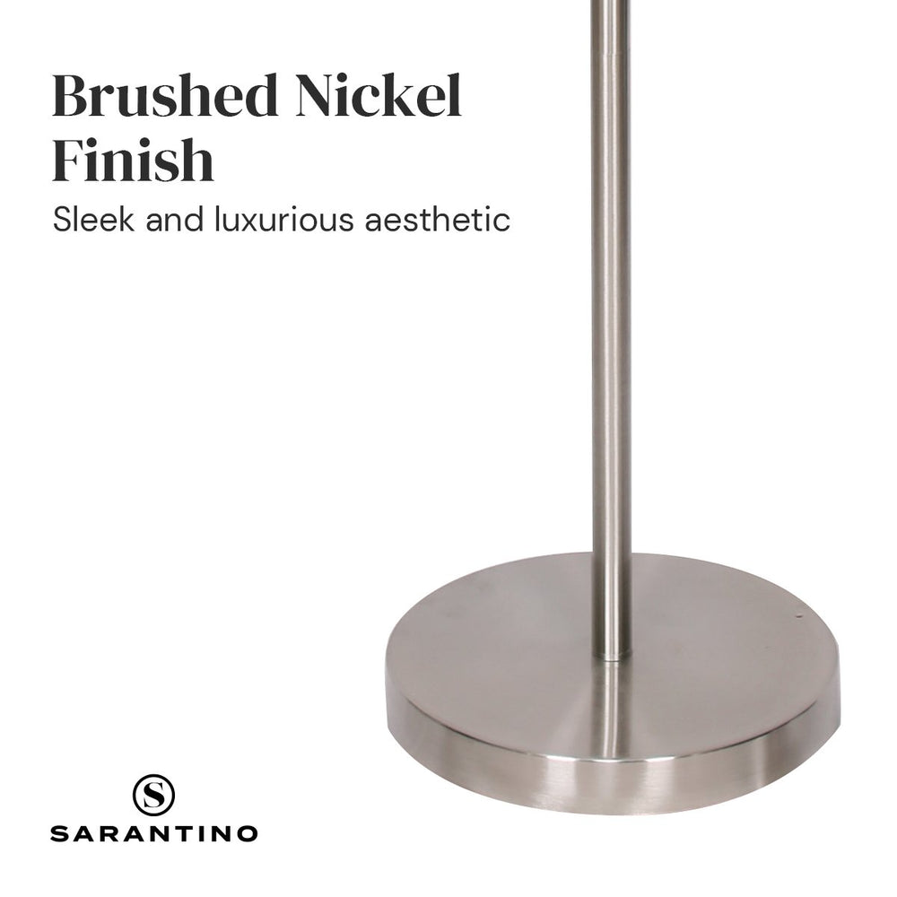 Sarantino Metal Height-Adjustable Floor Lamp Nickel Finish with Drum Shade