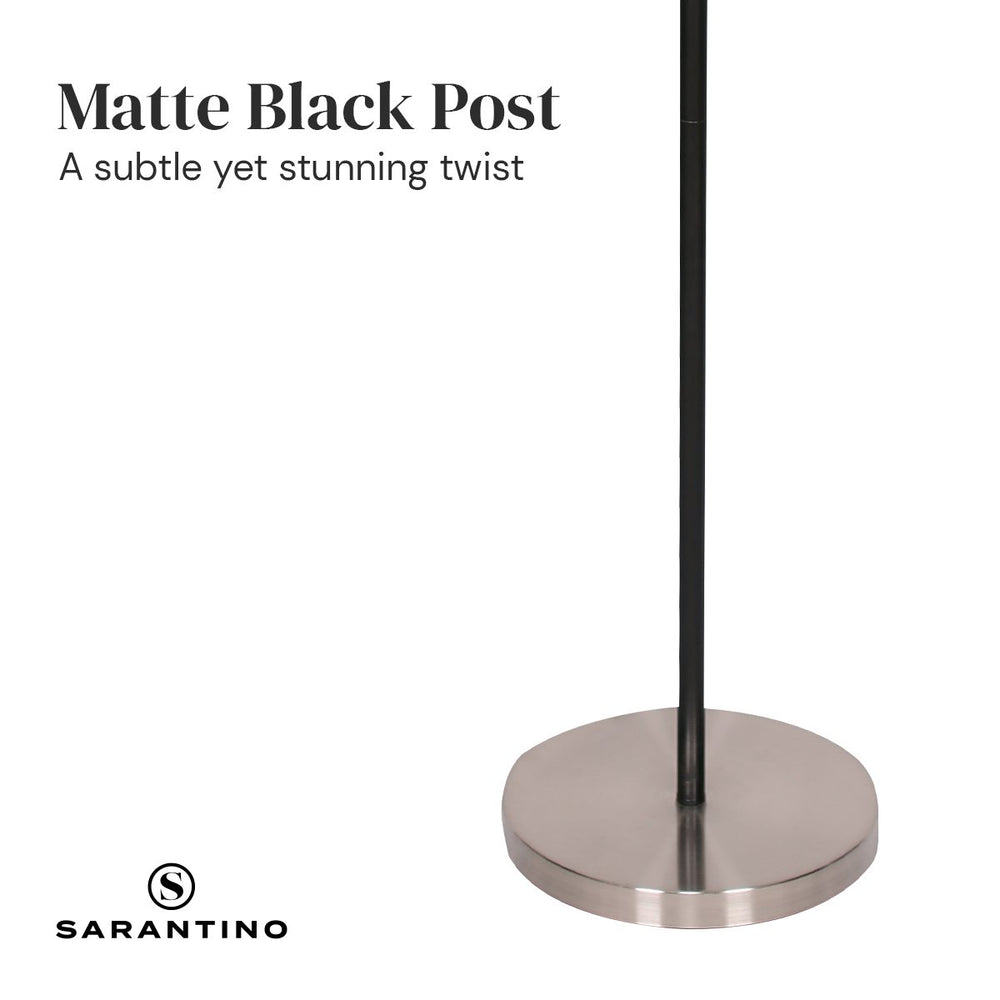 Sarantino Metal floor lamp with 3 metal shade in nickel &amp; black finish