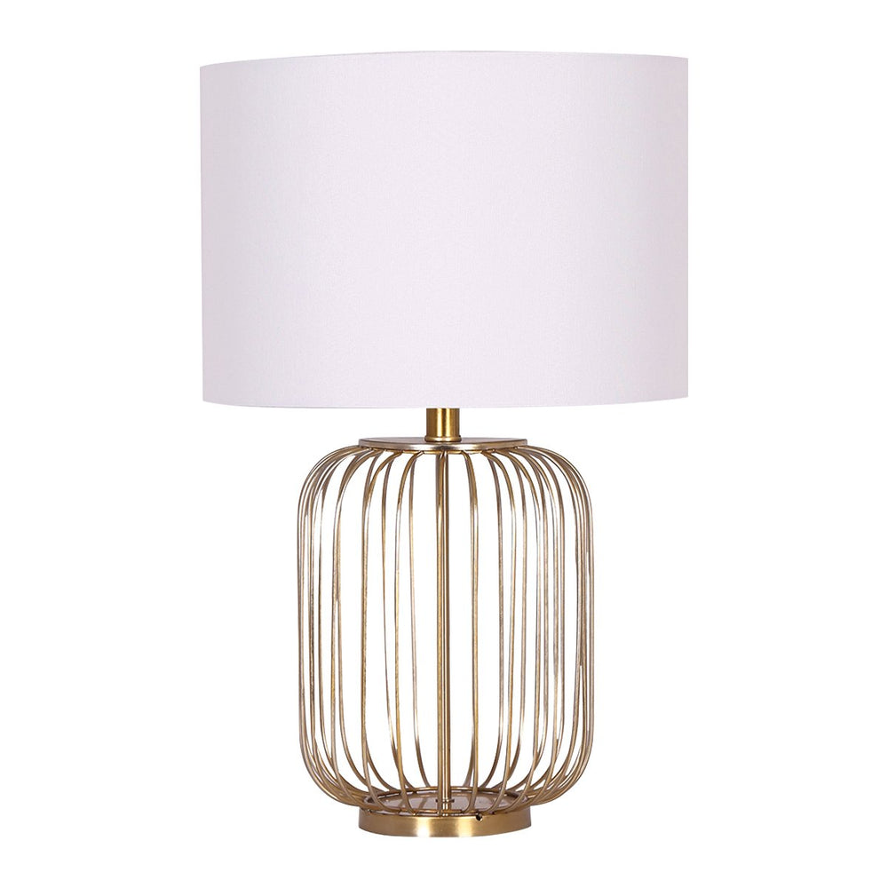 Sarantino Rose Gold Table Lamp with Linen Shade