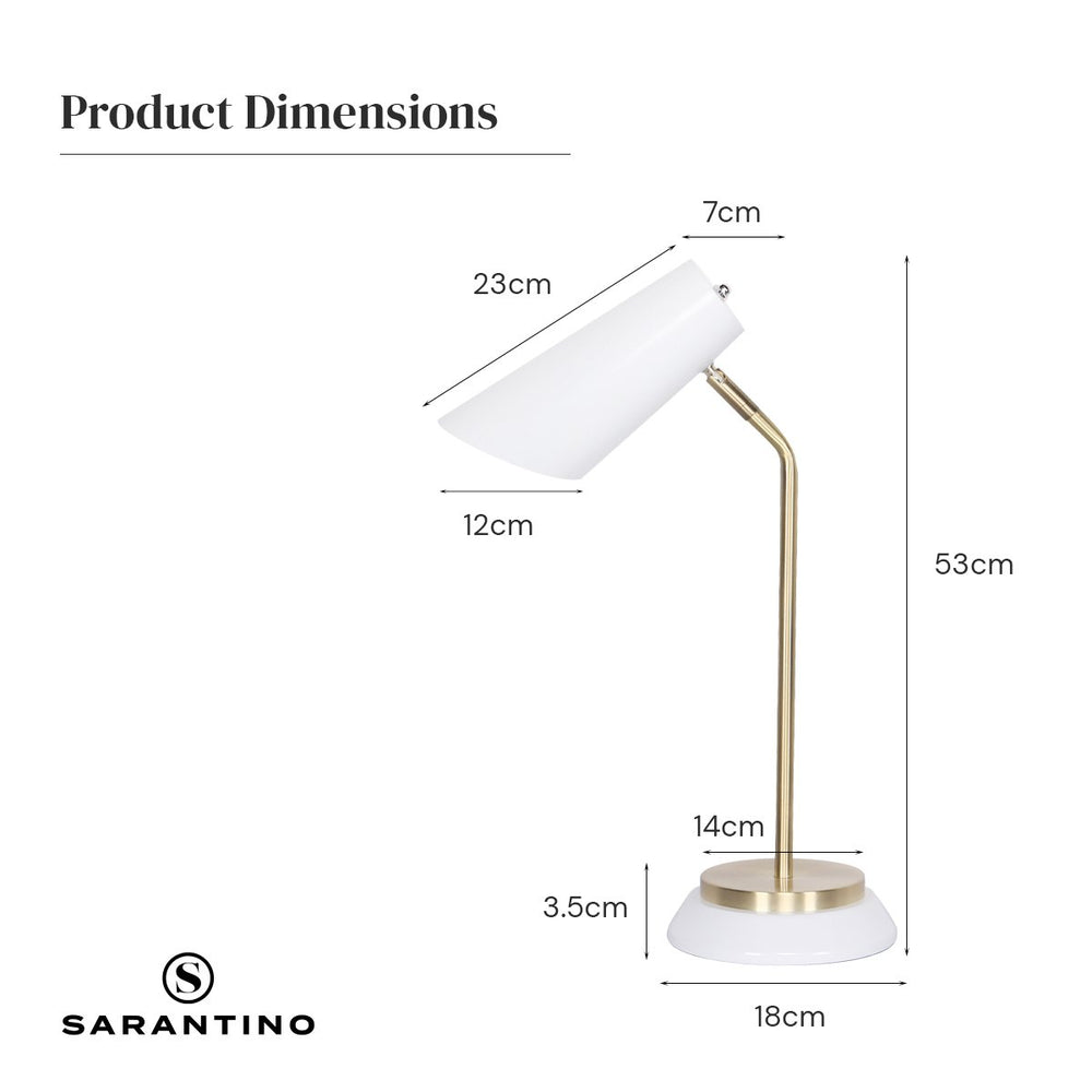 Sarantino Metal Task Table Lamp - White